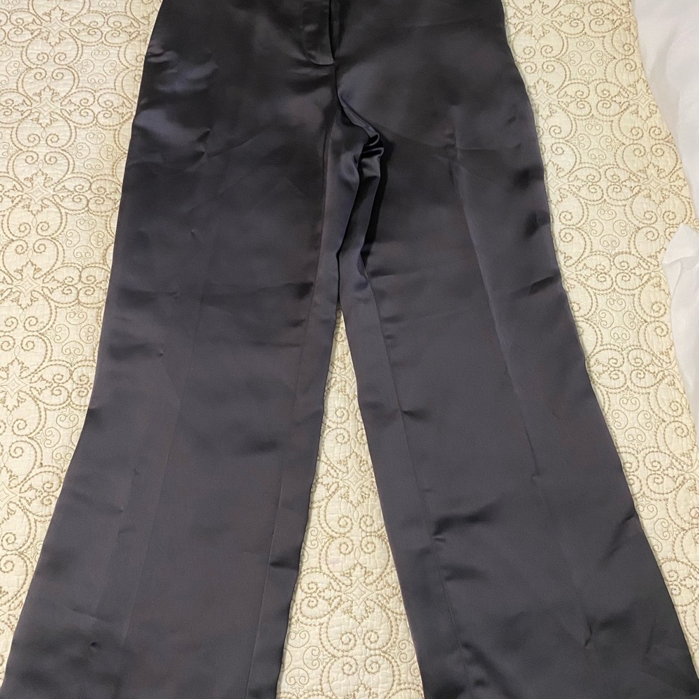 Club Monaco Black Straight-Leg Satin Trousers